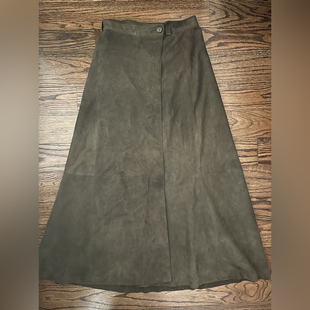 Olive Green A-Line Maxi Skirt